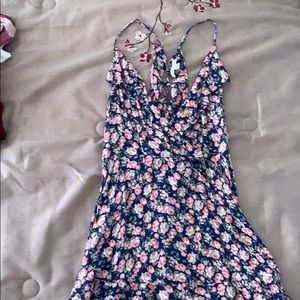 Navy and pink flower dress
